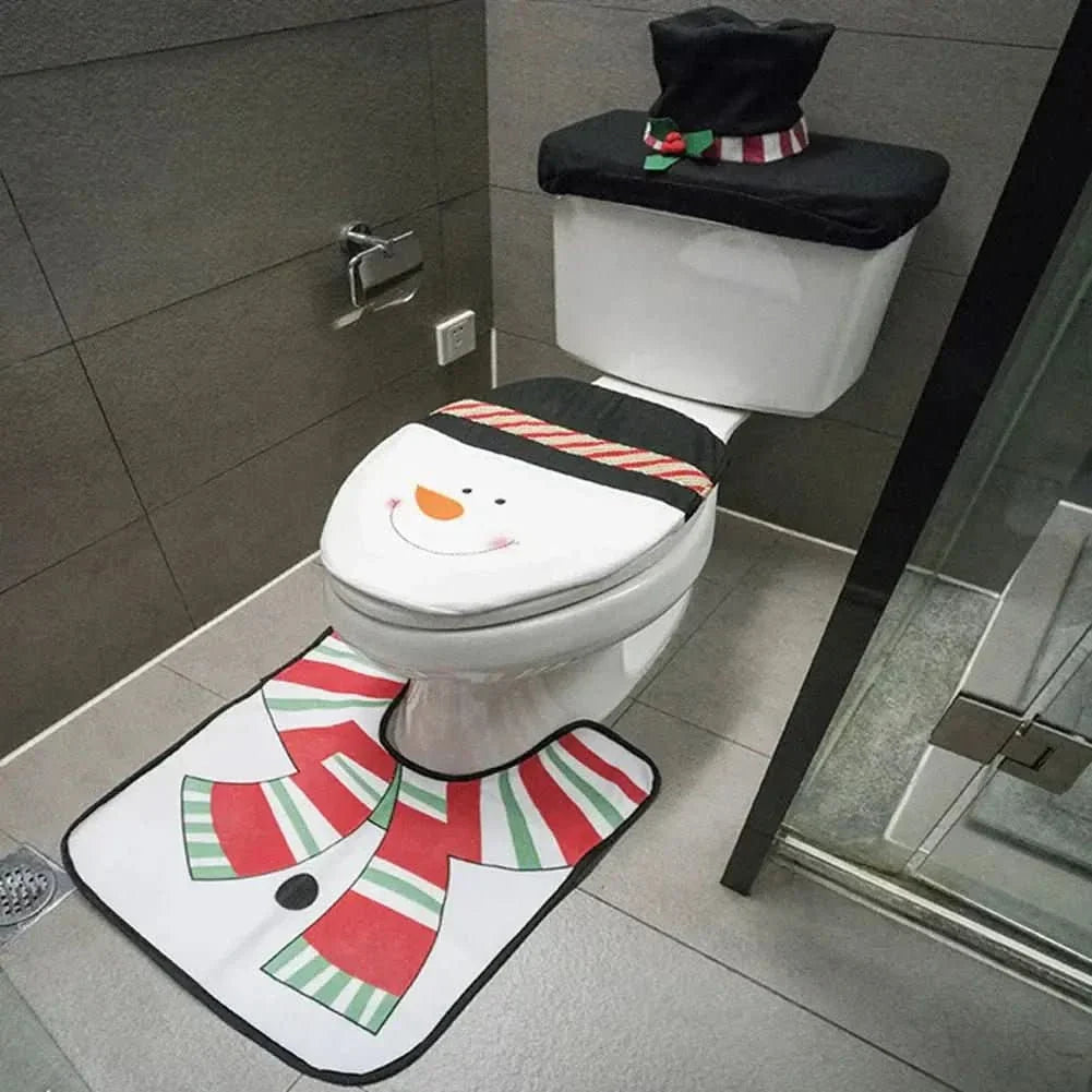 Decoração de Natal - Kit de Tapetes Para Banheiro para Deixar Seu Banho Festivo - Minha loja