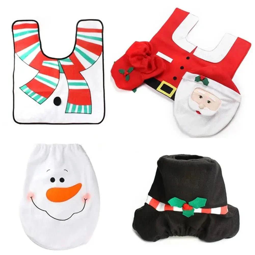 Decoração de Natal - Kit de Tapetes Para Banheiro para Deixar Seu Banho Festivo - Minha loja