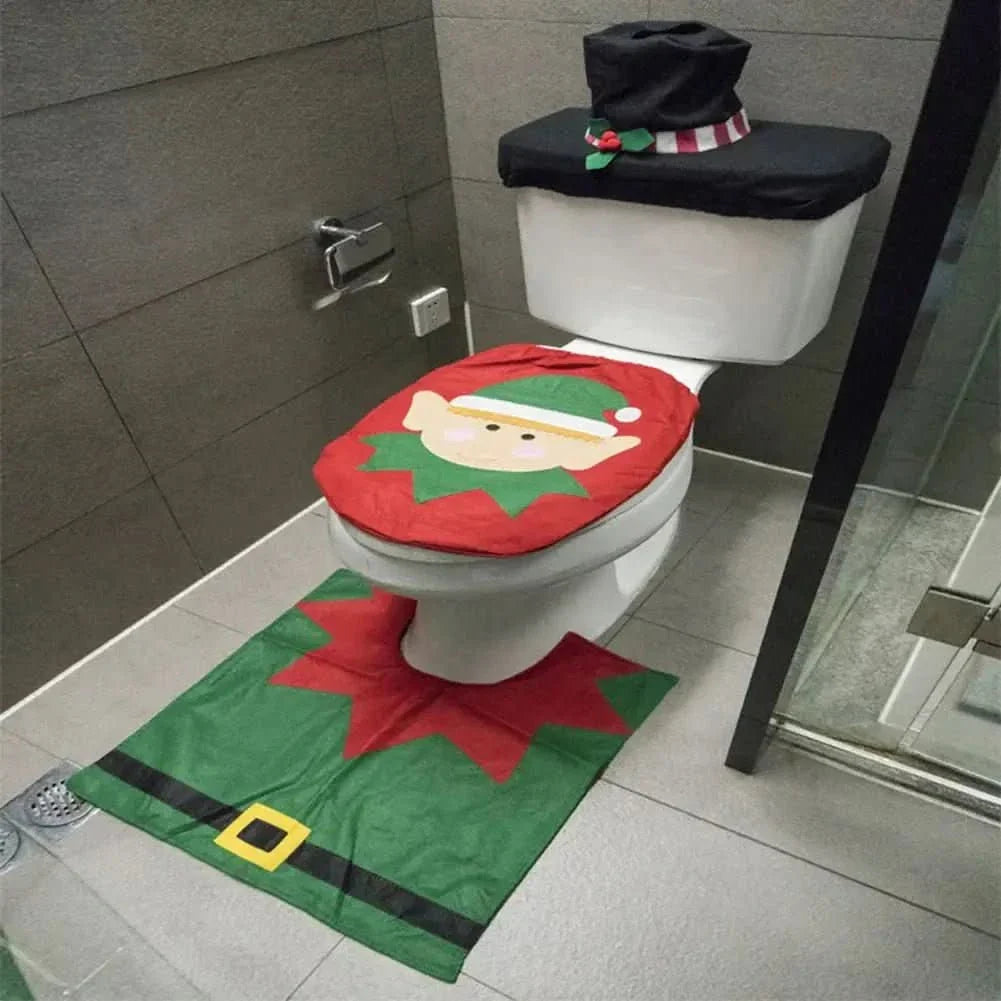 Decoração de Natal - Kit de Tapetes Para Banheiro para Deixar Seu Banho Festivo - Minha loja