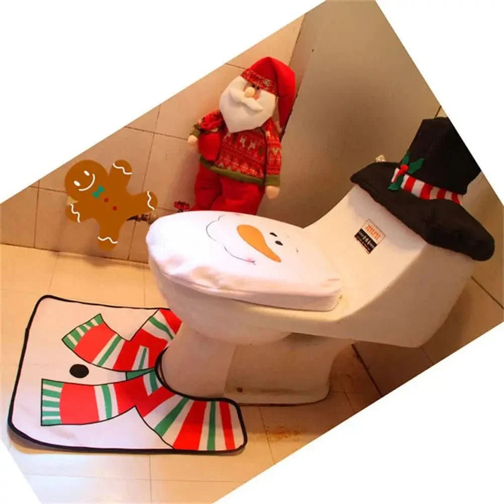 Decoração de Natal - Kit de Tapetes Para Banheiro para Deixar Seu Banho Festivo - Minha loja