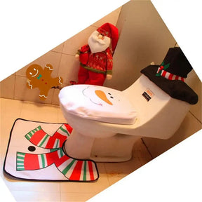 Decoração de Natal - Kit de Tapetes Para Banheiro para Deixar Seu Banho Festivo - Minha loja