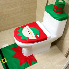 Decoração de Natal - Kit de Tapetes Para Banheiro para Deixar Seu Banho Festivo - Minha loja