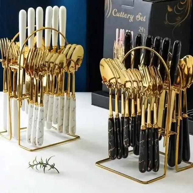 Goldenes Besteckset 24-teilig - Mein Shop