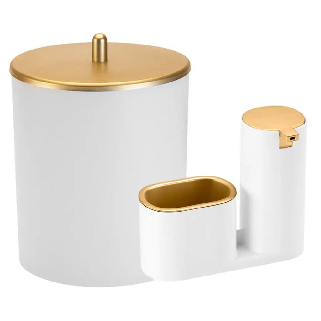 Kit Lixeira Cozinha 5L E Dispenser Porta Detergente Luxo – Estilo e Praticidade na Sua Pia - Minha loja
