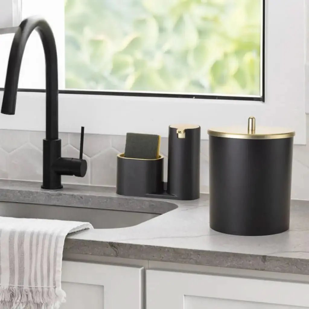 5-Liter-Küchenabfalleimer-Set und luxuriöser Spülmittelbehälter – Stil und Funktionalität in Ihrem Waschbecken – Mein Shop