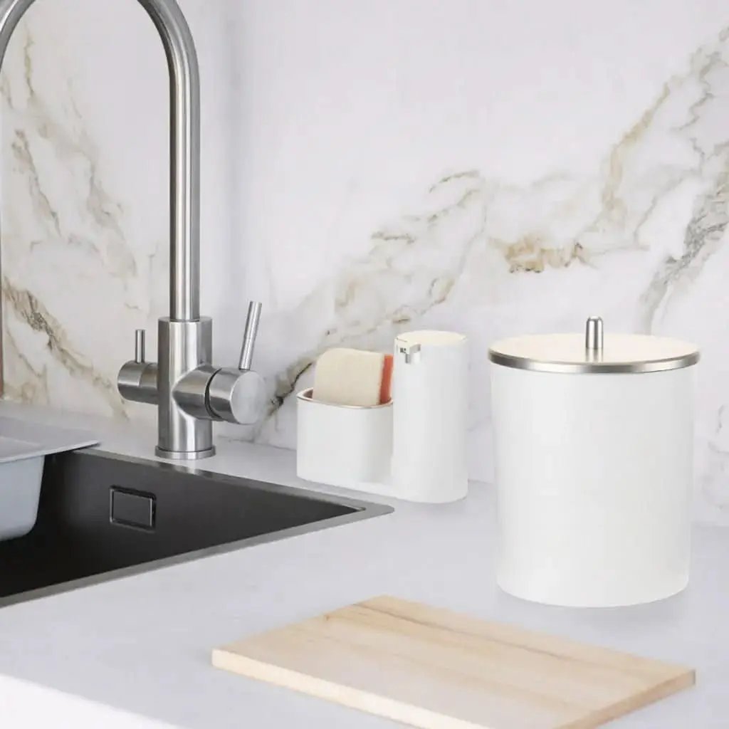 5-Liter-Küchenabfalleimer-Set und luxuriöser Spülmittelbehälter – Stil und Funktionalität in Ihrem Waschbecken – Mein Shop