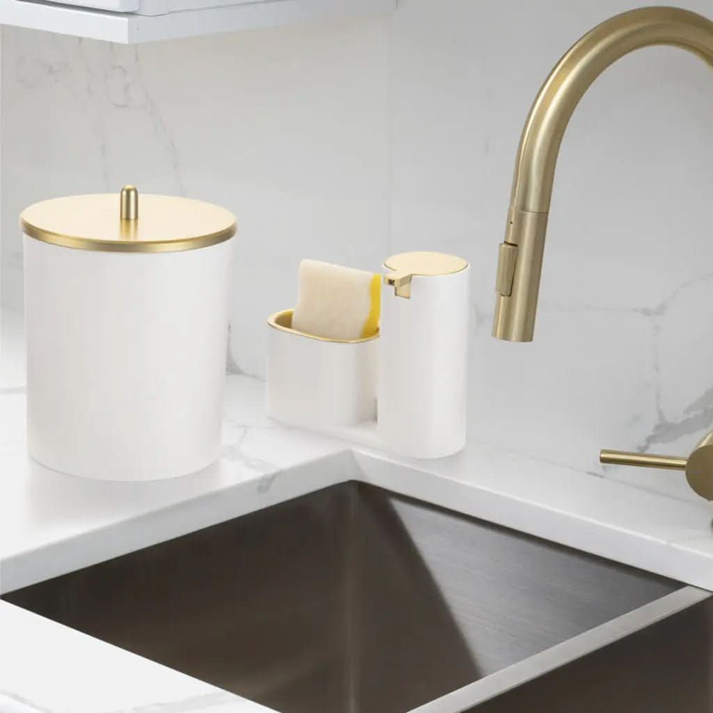 Kit Lixeira Cozinha 5L E Dispenser Porta Detergente Luxo – Estilo e Praticidade na Sua Pia - Minha loja