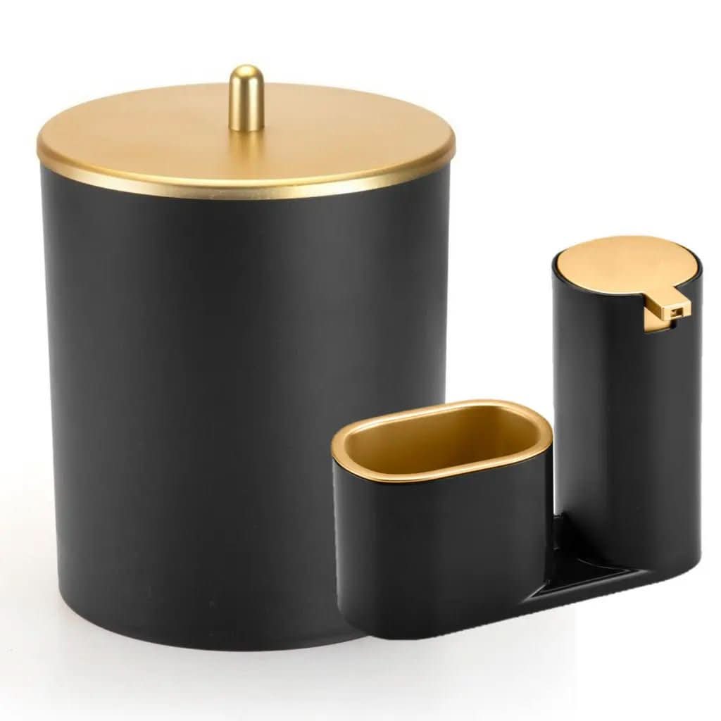 Kit Lixeira Cozinha 5L E Dispenser Porta Detergente Luxo – Estilo e Praticidade na Sua Pia - Minha loja