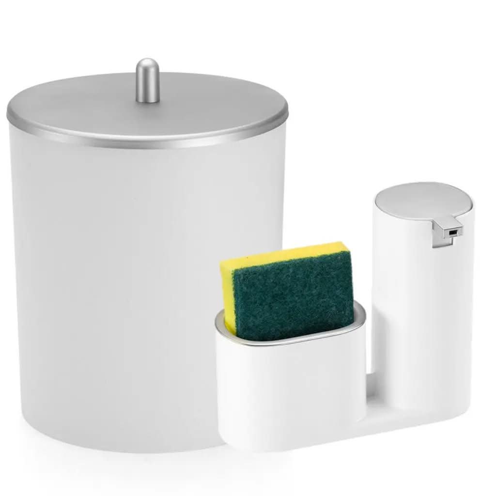 Kit Lixeira Cozinha 5L E Dispenser Porta Detergente Luxo – Estilo e Praticidade na Sua Pia - Minha loja
