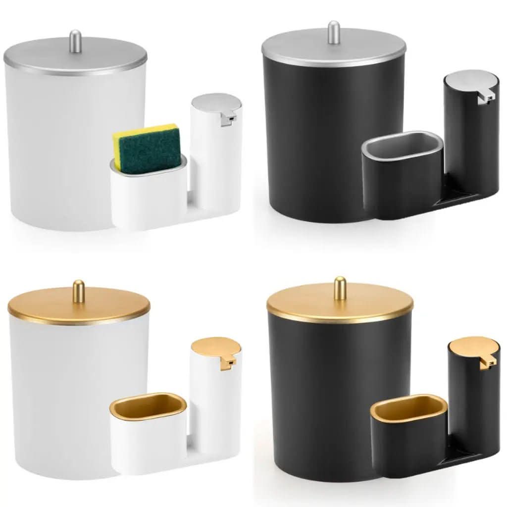 Kit Lixeira Cozinha 5L E Dispenser Porta Detergente Luxo – Estilo e Praticidade na Sua Pia - Minha loja