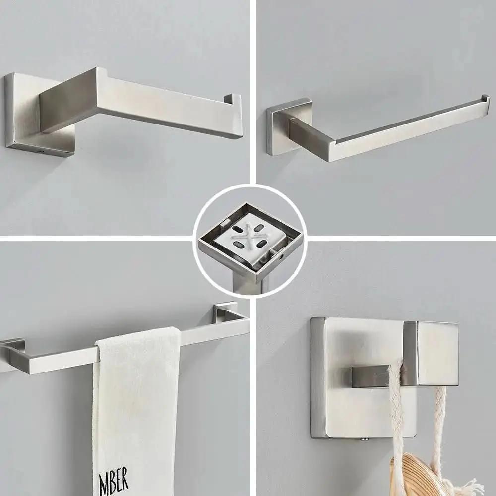 Komplettes Badezimmerzubehör-Set, 4-teilig, Edelstahl, 40/60 cm, gebürstetes Gold – Mein Shop