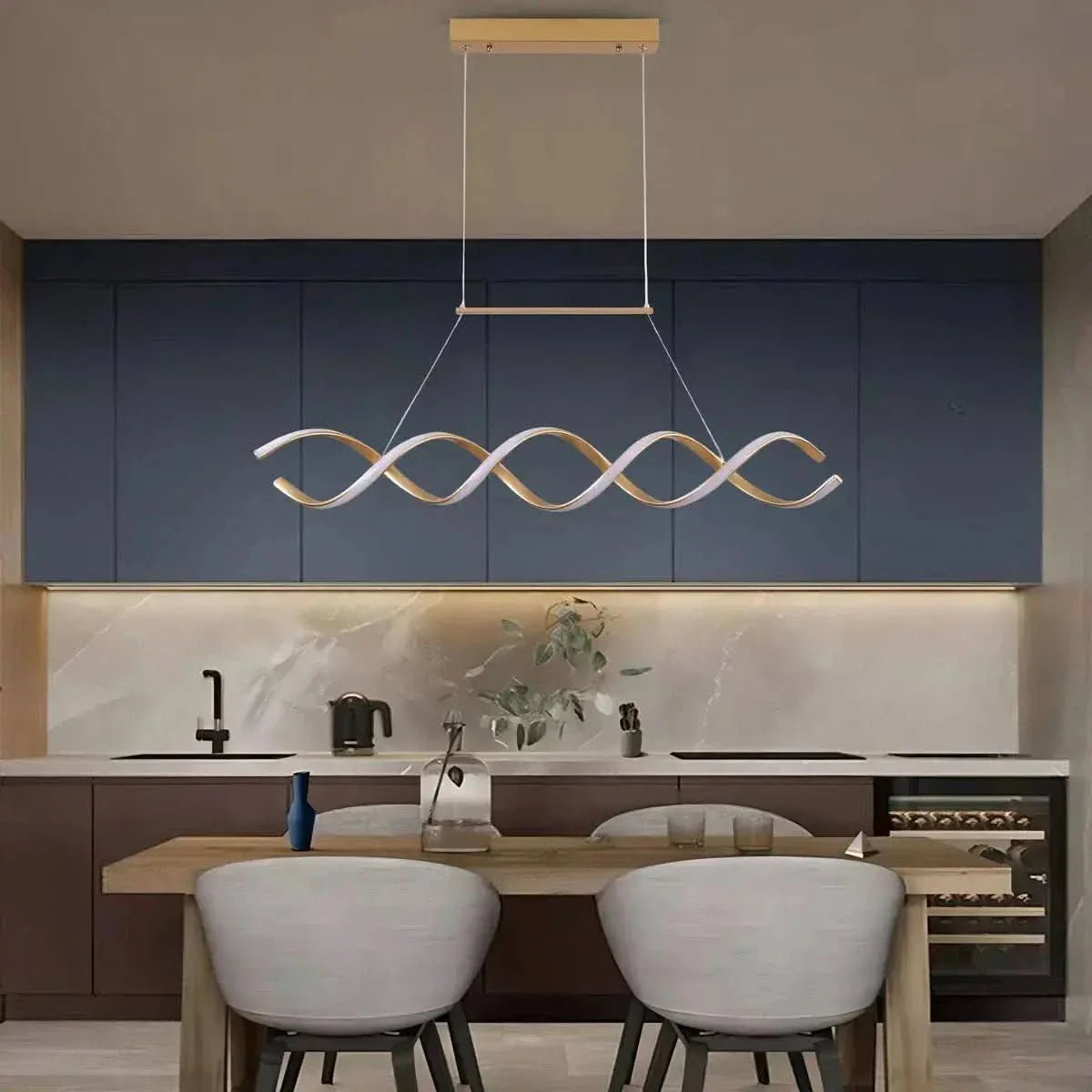 Pendente Led Lustre Preto/Dourado Para Sala de Jantar Decoração - Minha loja