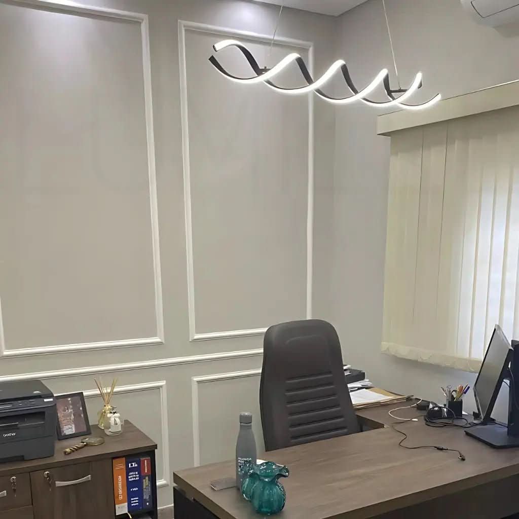 Pendente Led Lustre Preto/Dourado Para Sala de Jantar Decoração - Minha loja