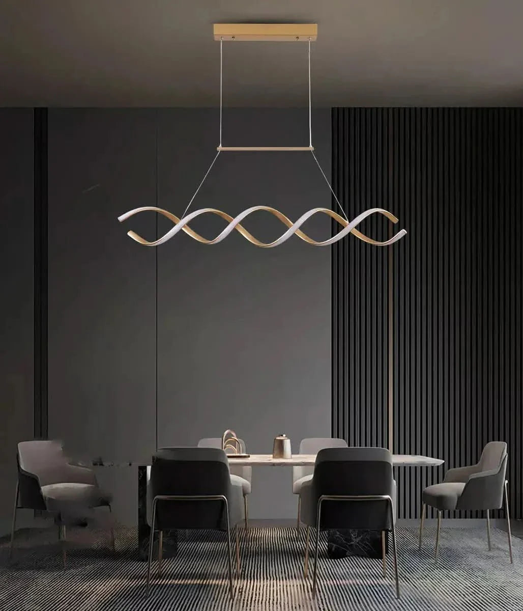 Pendente Led Lustre Preto/Dourado Para Sala de Jantar Decoração - Minha loja