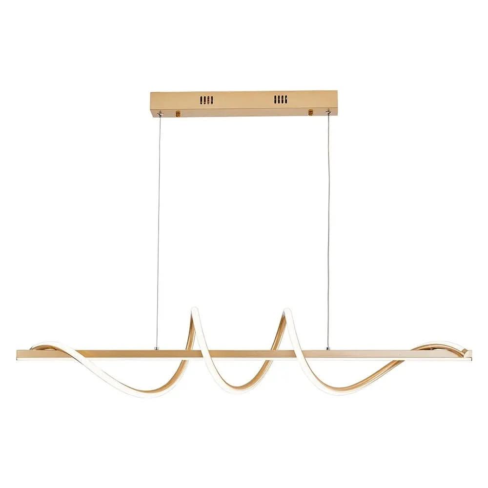 Lustre Pendente Led 45w 3 Em 1 Moderno Quarto Sala Dourado - Minha loja