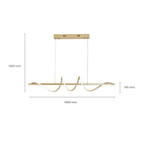 Lustre Pendente Led 45w 3 Em 1 Moderno Quarto Sala Dourado - Minha loja