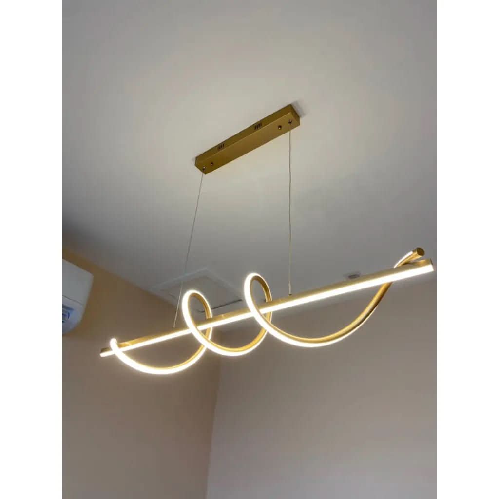 Lustre Pendente Led 45w 3 Em 1 Moderno Quarto Sala Dourado - Minha loja