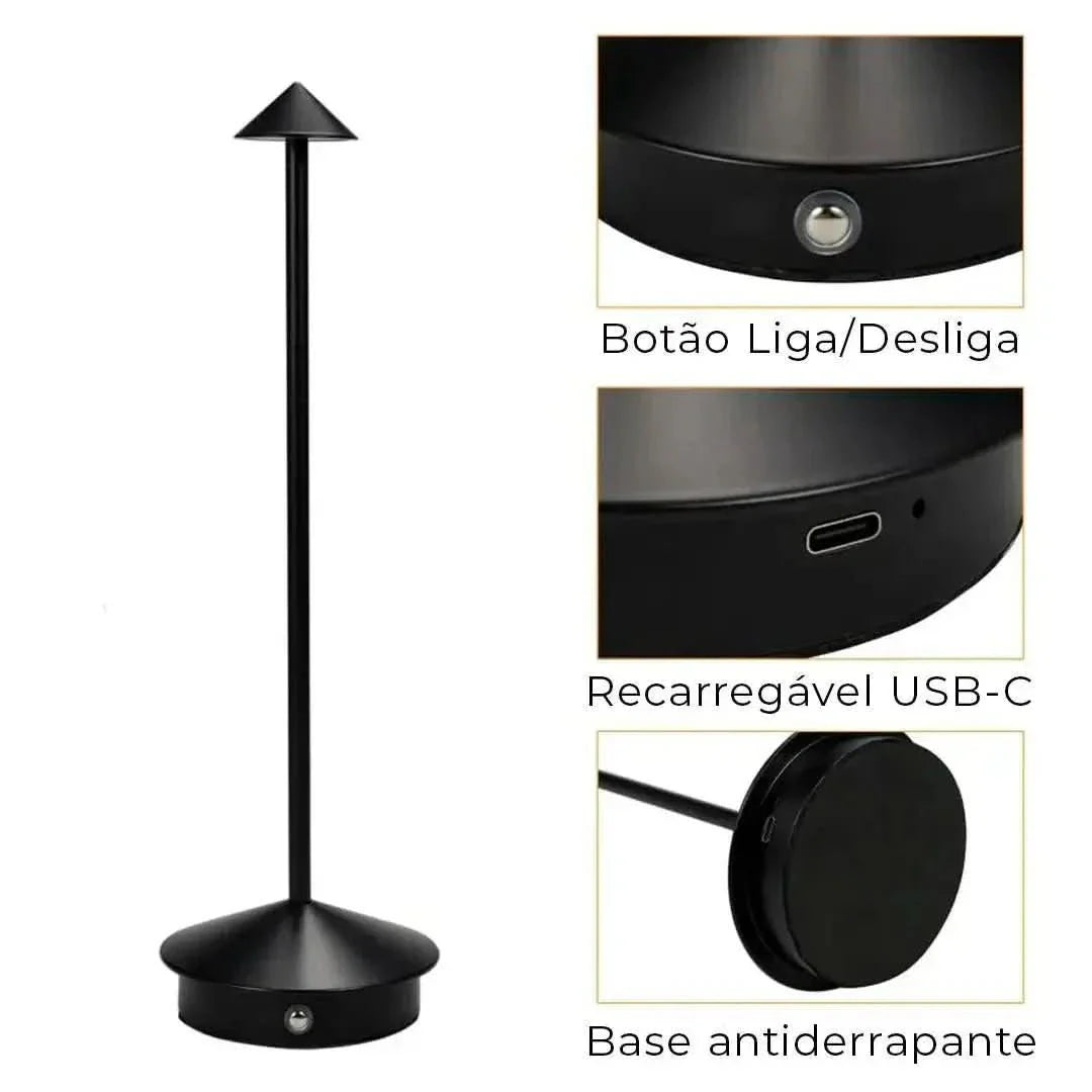 Luminária De Mesa Portátil Dilla - Minha loja