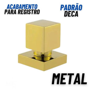 KIT 2 Acabamentos Quadrado De Metal Para Registro Pressão Gaveta Acabamento Dourado - Minha loja