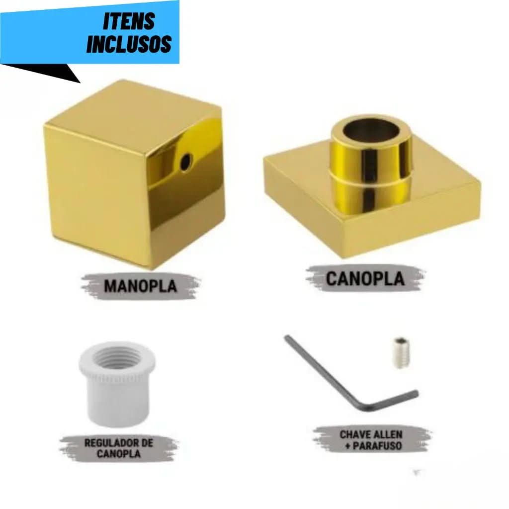 KIT 2 Acabamentos Quadrado De Metal Para Registro Pressão Gaveta Acabamento Dourado - Minha loja