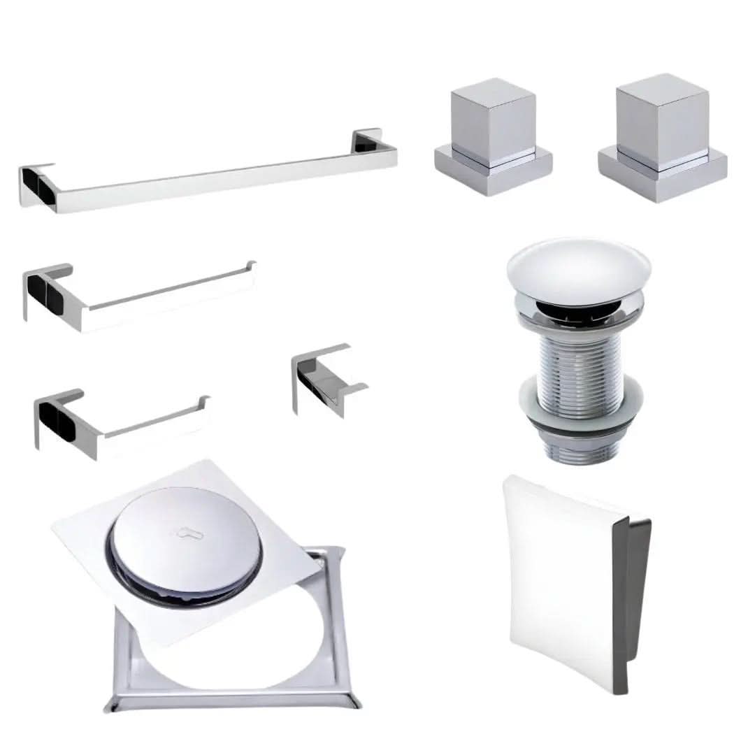 Kit Completo 'Bella Essenza' - Conjunto de Acabamentos para Banheiro com 9 Peças - Minha loja
