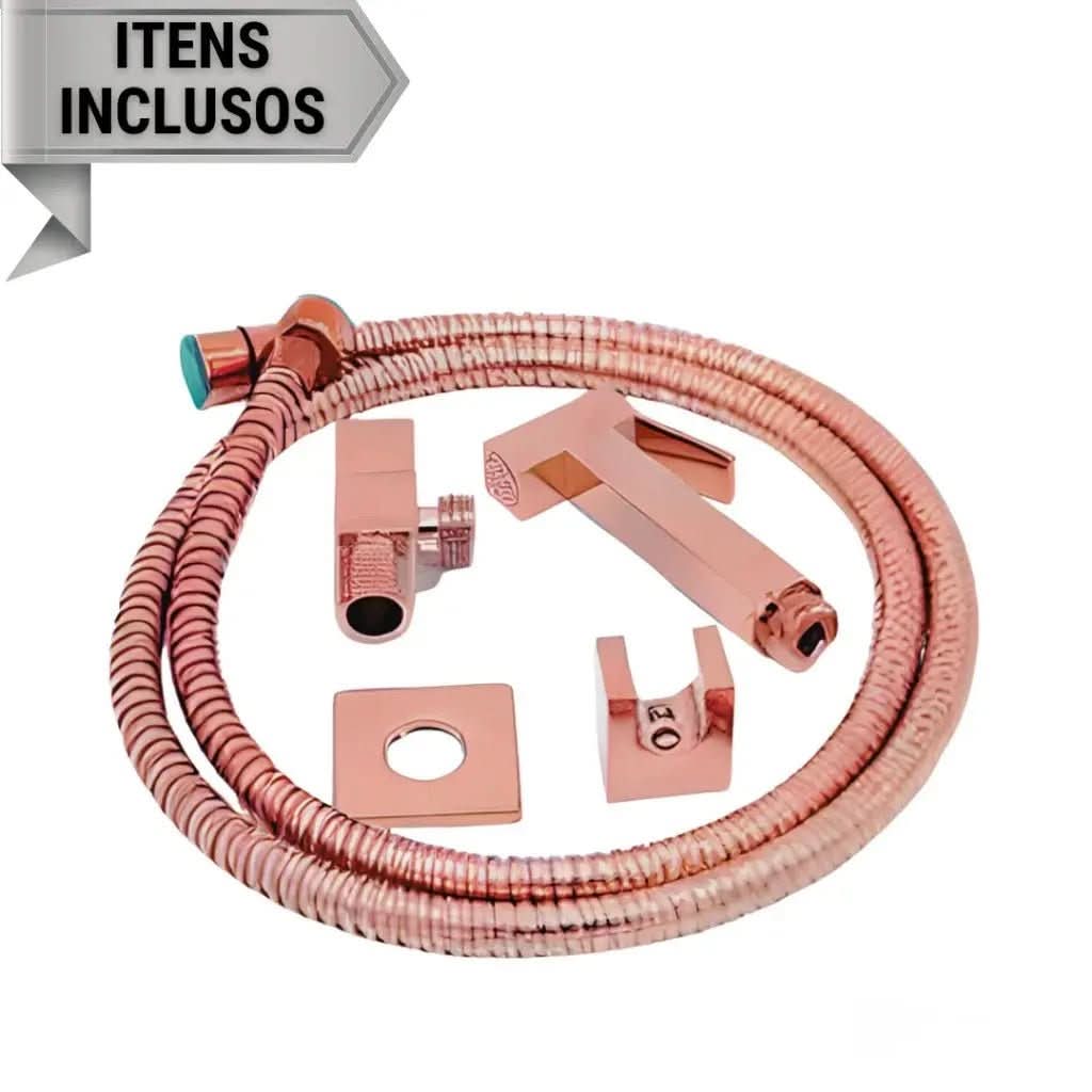 Ducha Higiênica para Banheiro Luxo Quadrada Metal Rose Gold - Conforto e Elegância para Seu Banheiro - Minha loja
