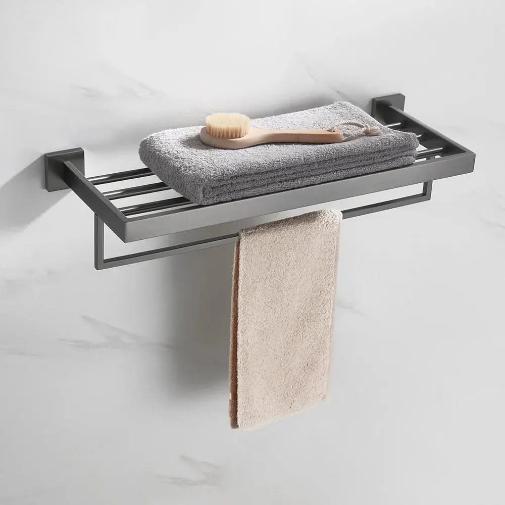 Kit Acessórios para Banheiro Completo 5 Peças Inox - Toalheiro Grafite Escovado - Minha loja