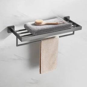 Kit Acessórios para Banheiro Completo 5 Peças Inox - Toalheiro Grafite Escovado - Minha loja