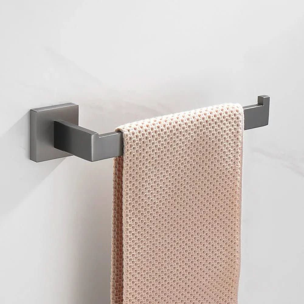 Kit Acessórios para Banheiro Completo 5 Peças Inox - Toalheiro Grafite Escovado - Minha loja