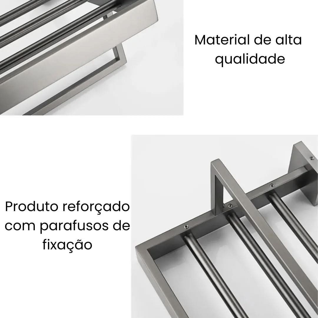 Kit Acessórios para Banheiro Completo 5 Peças Inox - Toalheiro Grafite Escovado - Minha loja