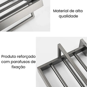 Kit Acessórios para Banheiro Completo 5 Peças Inox - Toalheiro Grafite Escovado - Minha loja