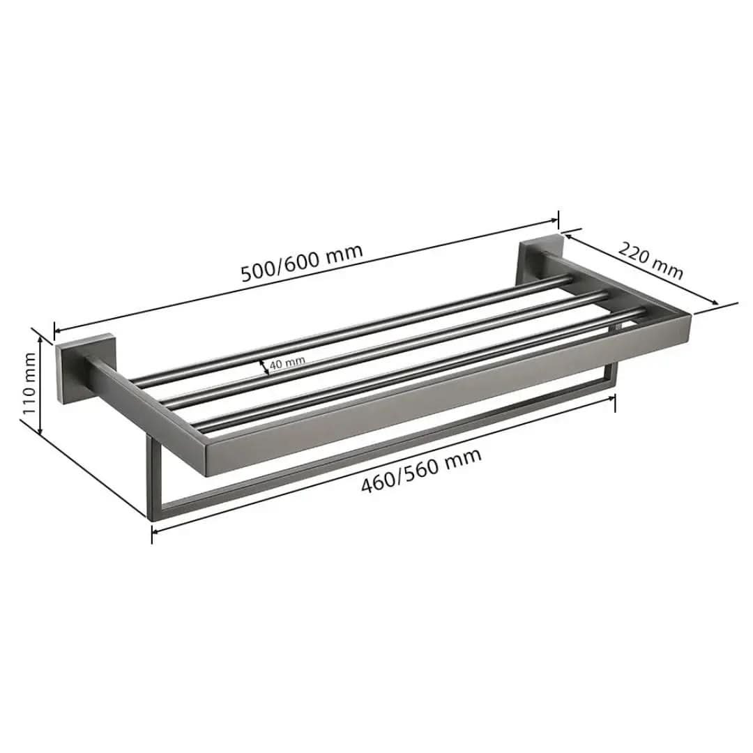 Kit Acessórios para Banheiro Completo 5 Peças Inox - Toalheiro Grafite Escovado - Minha loja