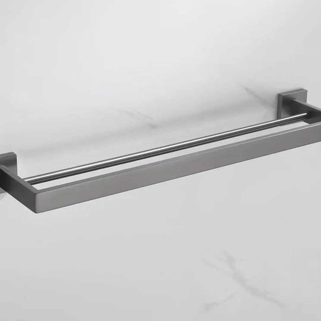 Kit Acessórios para Banheiro Completo 5 Peças Inox - Toalheiro Grafite Escovado - Minha loja