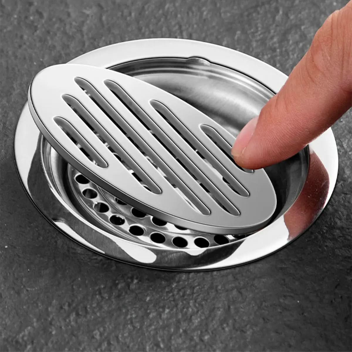 Ralo para Banheiro Inteligente Redondo Cromado Inox 10x10cm - Design Moderno e Funcional - Minha loja