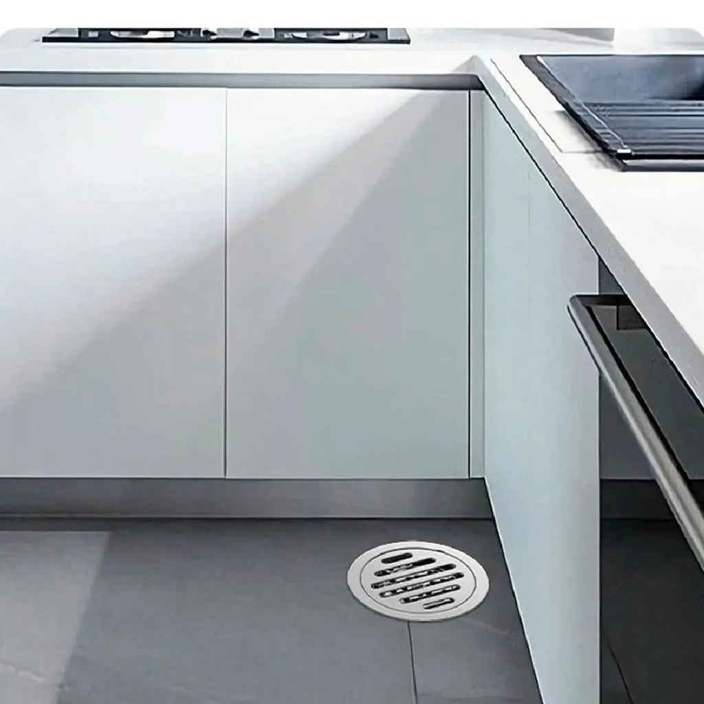 Smarter runder Badezimmerablauf aus verchromtem Edelstahl, 10 x 10 cm – modernes und funktionales Design – mein Shop