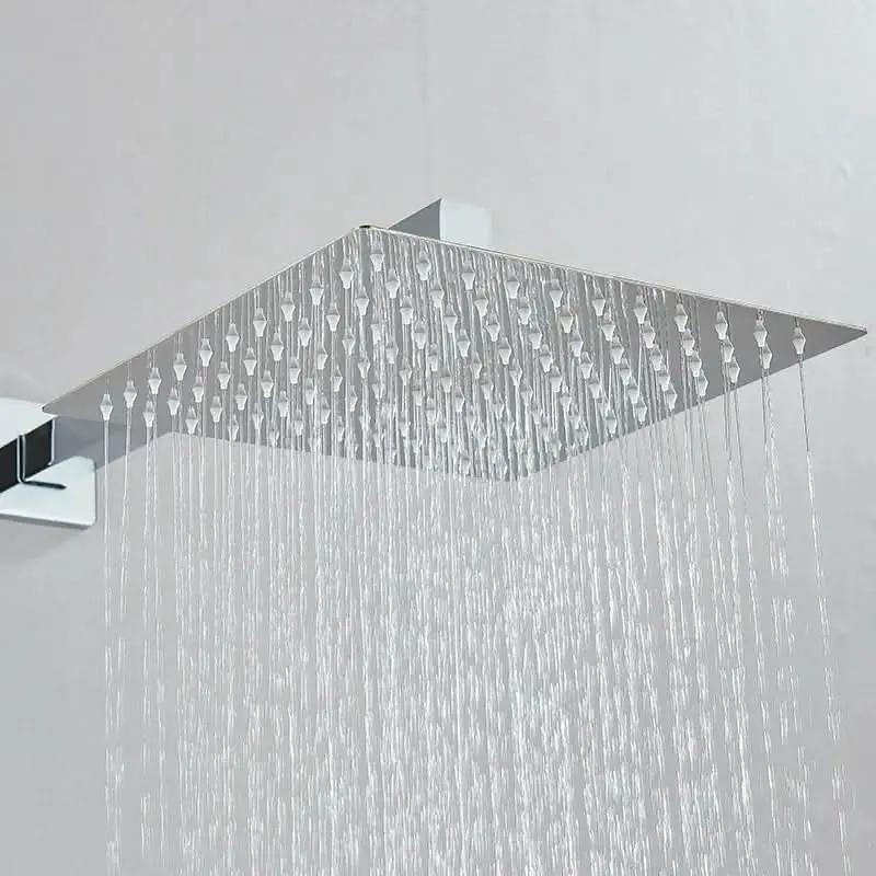 Duschset 20 x 20 cm aus 304-Edelstahl mit Registeroberflächen in Schwarz/Chrom für die Badezimmerdusche – Mein Shop