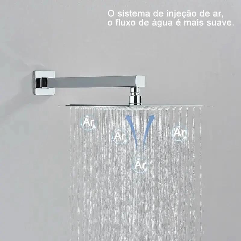 Duschset 20 x 20 cm aus 304-Edelstahl mit Registeroberflächen in Schwarz/Chrom für die Badezimmerdusche – Mein Shop