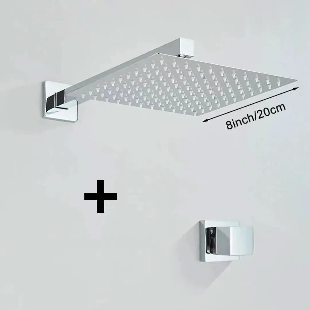Duschset 20 x 20 cm aus 304-Edelstahl mit Registeroberflächen in Schwarz/Chrom für die Badezimmerdusche – Mein Shop