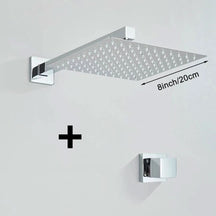 Kit Ducha Chuveiro 20×20cm Inox 304 Com Acabamentos Registros Preto/Cromado Para Chuveiro Banheiro - Minha loja