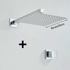 Kit Ducha Chuveiro 20×20cm Inox 304 Com Acabamentos Registros Preto/Cromado Para Chuveiro Banheiro - Minha loja