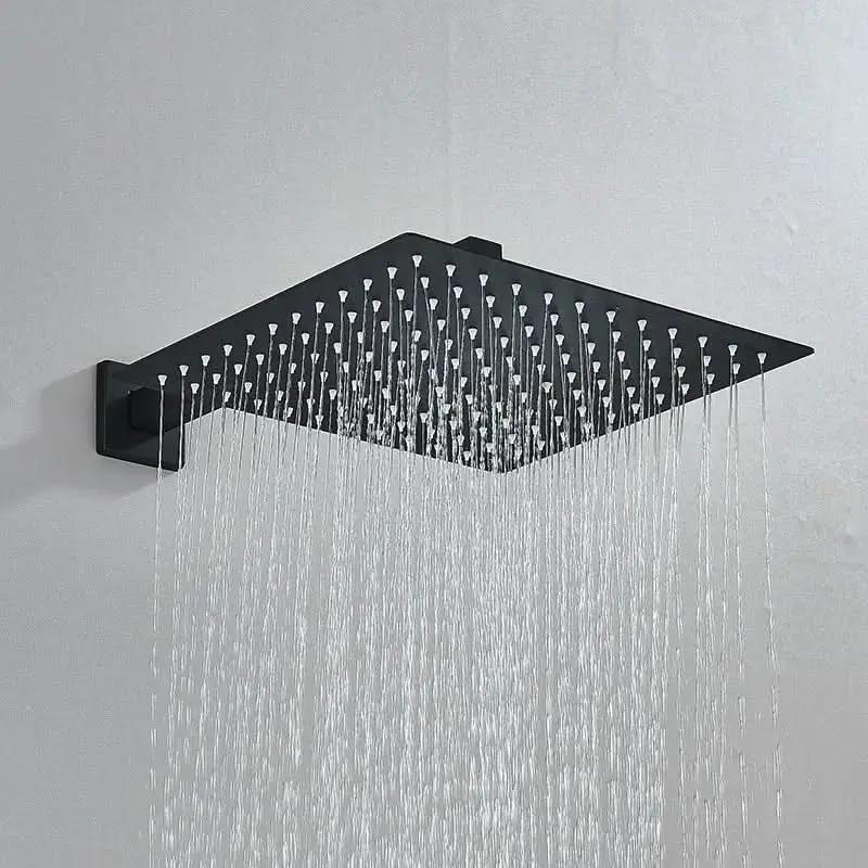 Duschset 20 x 20 cm aus 304-Edelstahl mit Registeroberflächen in Schwarz/Chrom für die Badezimmerdusche – Mein Shop