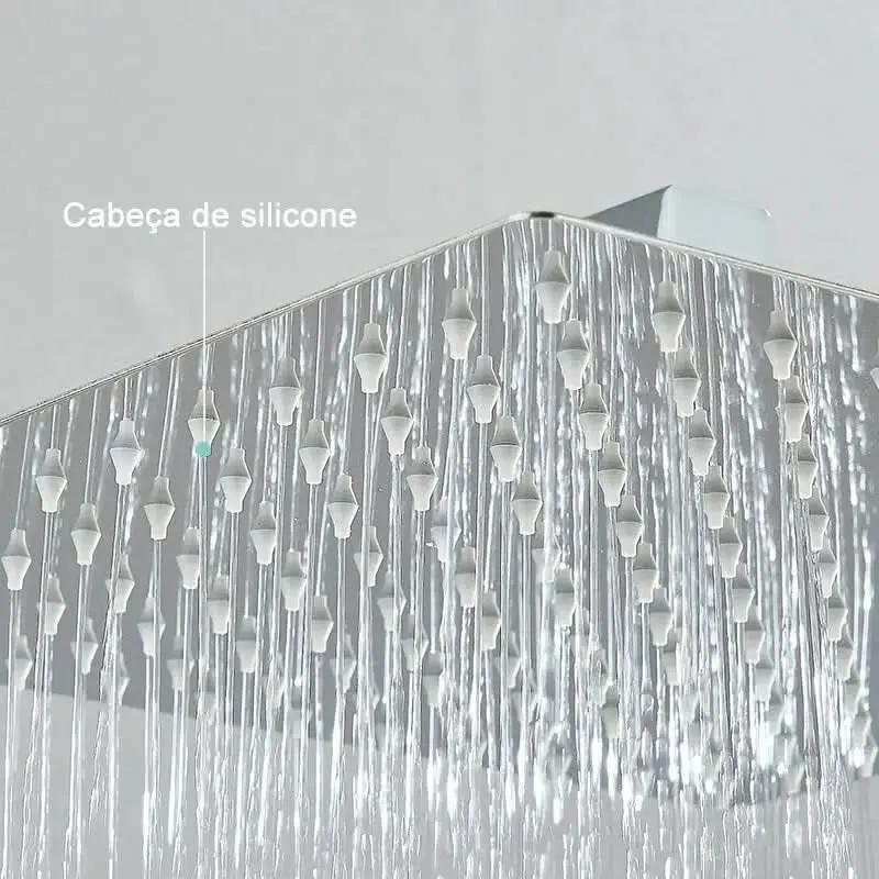 Duschset 20 x 20 cm aus 304-Edelstahl mit Registeroberflächen in Schwarz/Chrom für die Badezimmerdusche – Mein Shop