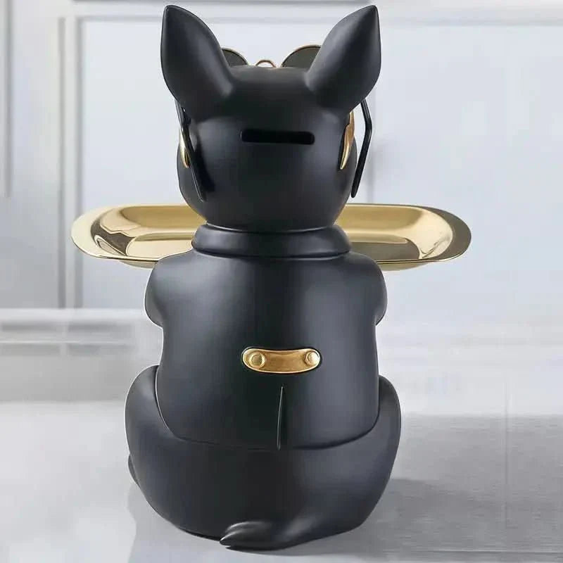 Escultura Cachorro Bulldog com Bandeja e Óculos - Minha loja