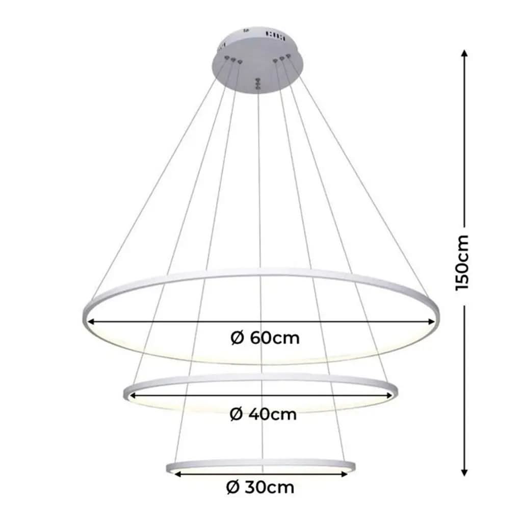 Lustre Led Moderno Pendente Anéis 3 Arcos com Controle - Iluminação Elegante e Sofisticada - Minha loja