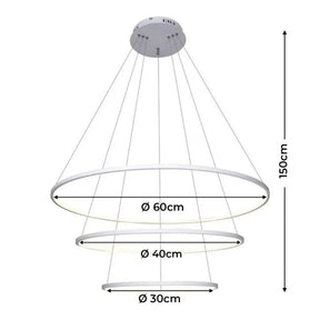 Lustre Led Moderno Pendente Anéis 3 Arcos com Controle - Iluminação Elegante e Sofisticada - Minha loja