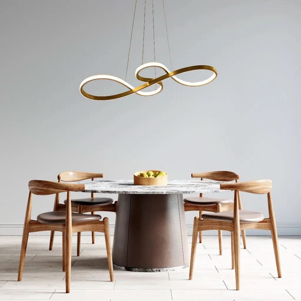 Lustre Pendente de Led 40w Dourado 75cm - 3 Cores de Luz para Iluminação Personalizada - Minha loja
