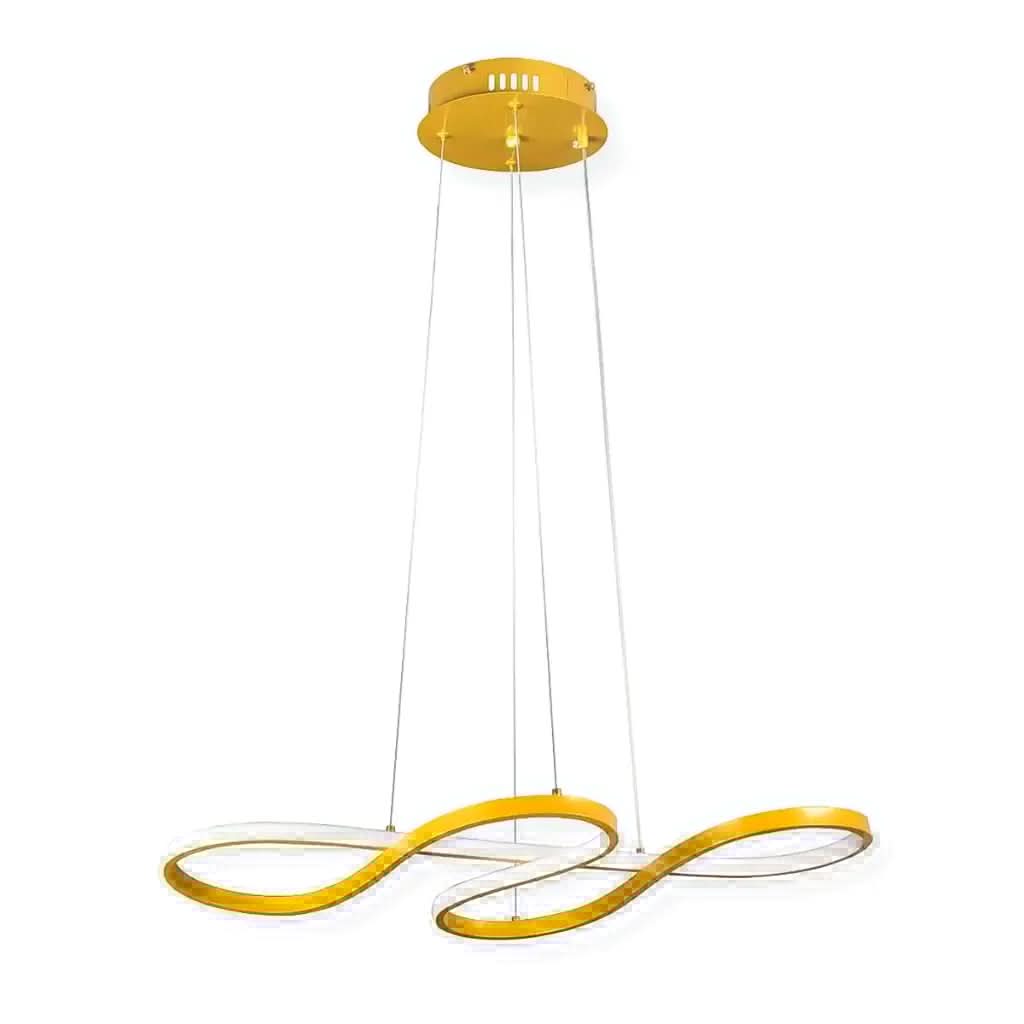 Lustre Pendente de Led 40w Dourado 75cm - 3 Cores de Luz para Iluminação Personalizada - Minha loja