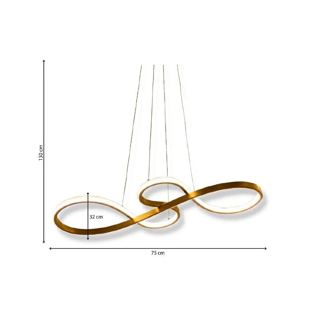 Lustre Pendente de Led 40w Dourado 75cm - 3 Cores de Luz para Iluminação Personalizada - Minha loja