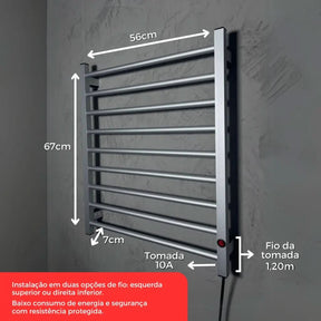 Toalheiro Térmico Alumínio Porta Toalha Electrowood Aquece e Seca Toalhas - Minha loja