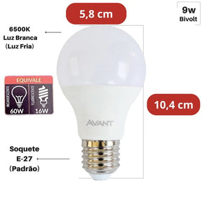 Kit 5 Lâmpadas LED Bulbo Branco Frio Avant - Iluminação Eficiente e Durável - Minha loja